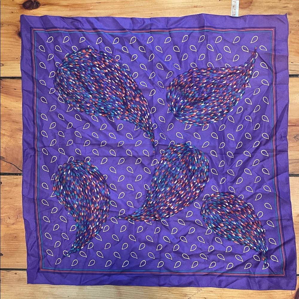 Purple Japanese Paisley Acetate Crepe Scarf 25 Inches Square